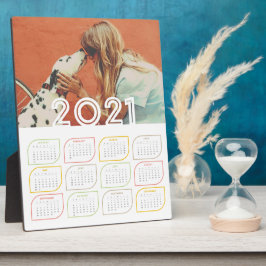 Personalised 2021 Desktop Calendar Modern Leaf Fotoplatte
