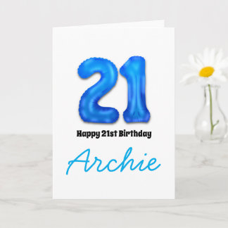 Personalised 21st Birthday Number Balloon Card Karte