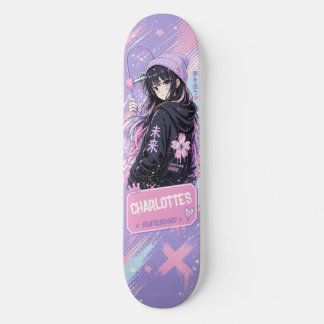 Personalised Anime Pastel and Pink Skateboard 