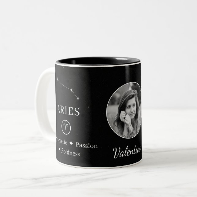 Personalised Aries Zodiac Constellation Coffee Mug Zweifarbige Tasse (Vorderseite Links)