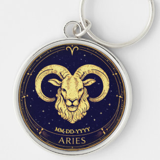 Personalised Aries Zodiac Keychain with Birth Date Schlüsselanhänger