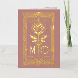 Personalised Art Deco Gold Foil Rose Card Grußkarte Mit Foliendruck