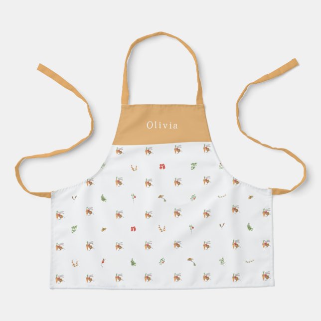 Personalised Autumnal Botanical Fall Pattern Apron Schürze (Vorderseite)
