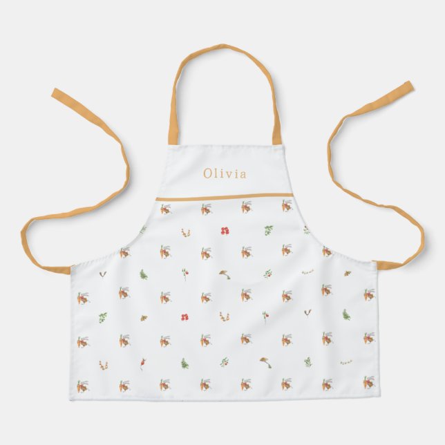 Personalised Autumnal Botanical Fall Pattern Apron Schürze (Vorderseite)