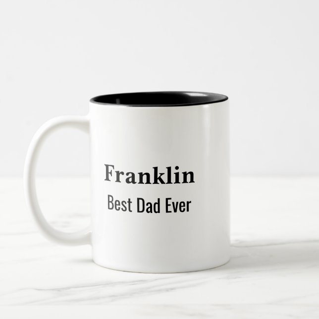Personalised Best Dad Ever Monogrammed  Zweifarbige Tasse (Links)