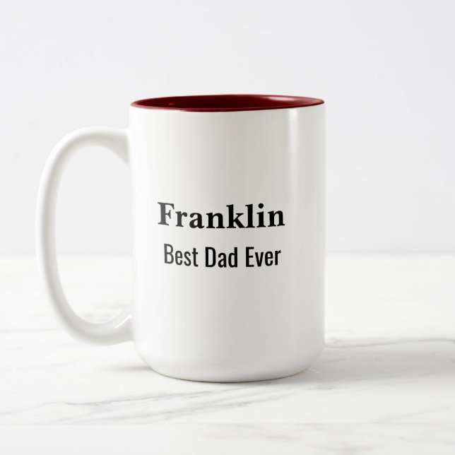 Personalised Best Dad Ever Monogrammed  Zweifarbige Tasse (Links)