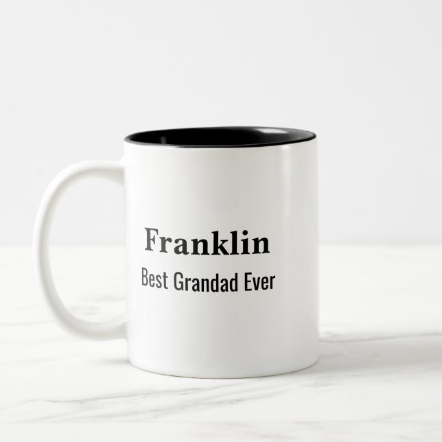 Personalised Best Grandad Ever Monogrammed  Zweifarbige Tasse (Links)