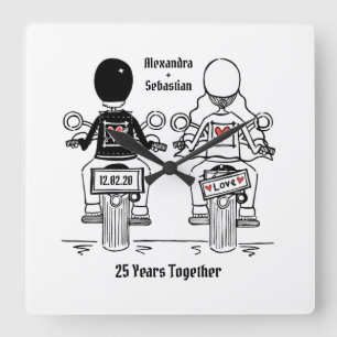 Personalised Biker Motorcycle Anniversary Gift Quadratische Wanduhr