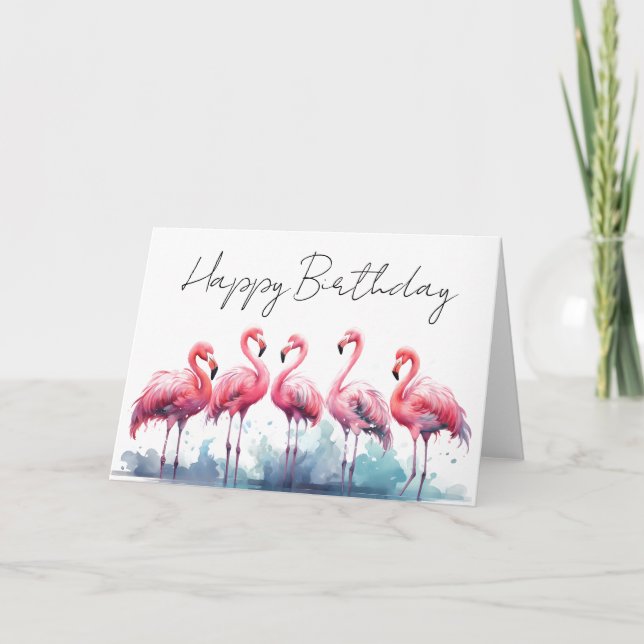 Personalised Birthday Card Flamingo Karte (Vorderseite)