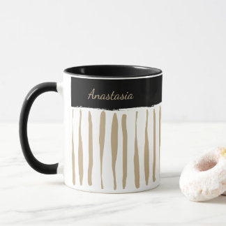 Personalised Black and Gold Artistic Stripes Tasse