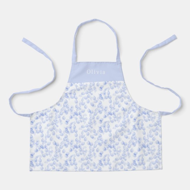 Personalised Blue Paint Strokes Pattern Apron Schürze (Vorderseite)