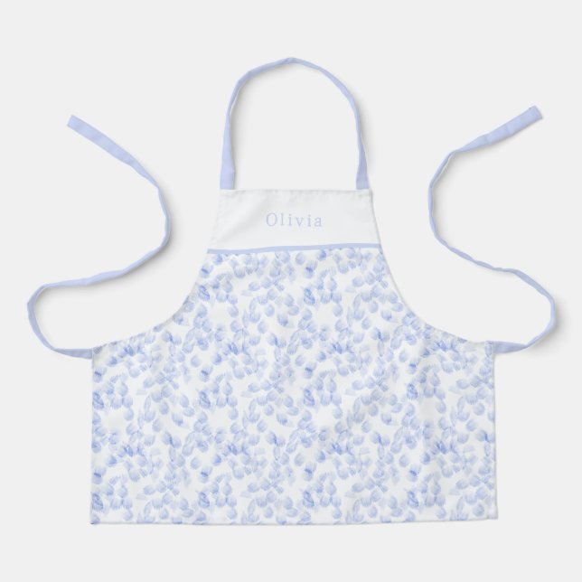 Personalised Blue Paint Strokes Pattern Apron Schürze (Vorderseite)