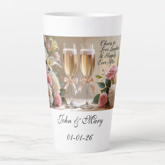 Personalised Bridal Mug- Cheers to Love Milchtasse (Vorderseite)