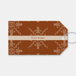 Personalised Brown Indian Boho Line Art Pattern Geschenkanhänger