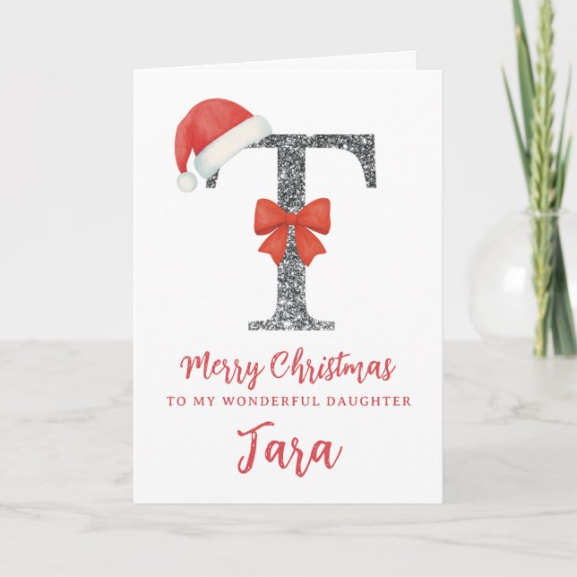 Personalised Christmas Card - Letter T Karte (Vorderseite)