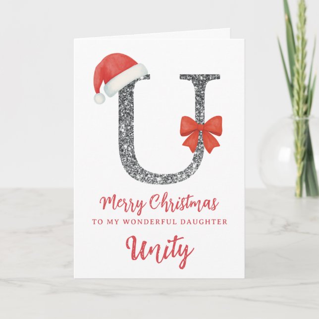 Personalised Christmas Card - Letter U Karte (Vorderseite)