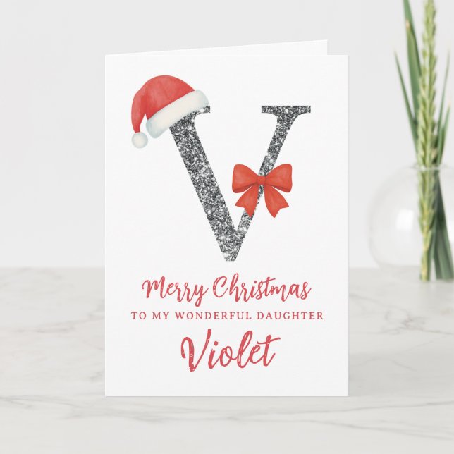 Personalised Christmas Card - Letter V Karte (Vorderseite)