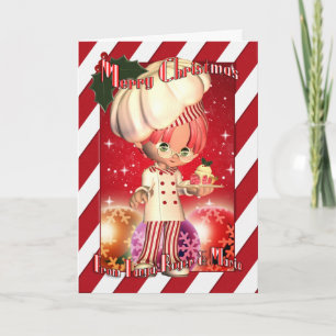 Personalised Christmas Card With Cute Chef And Bau Feiertagskarte