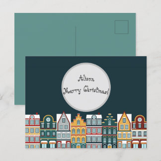 Personalised Christmas Eve Houses  Postkarte