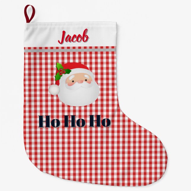 Personalised Christmas Stocking - Santa Ho Ho Ho Großer Weihnachtsstrumpf (Vorderseite)