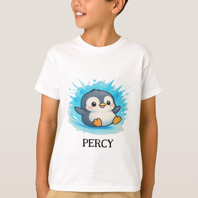 Personalised Cute Animal Tee - Kids T-Shirt Percy  (Vorderseite)