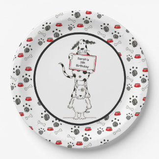 Personalised Cute Dog Acrobats Birthday Pappteller