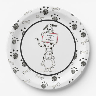 Personalised Cute Dog Acrobats Birthday Pappteller
