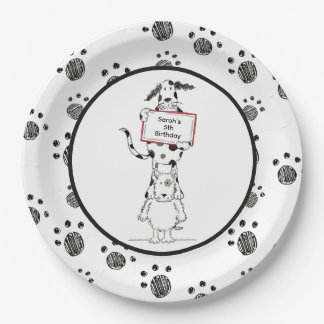 Personalised Cute Dog Acrobats Birthday Pappteller