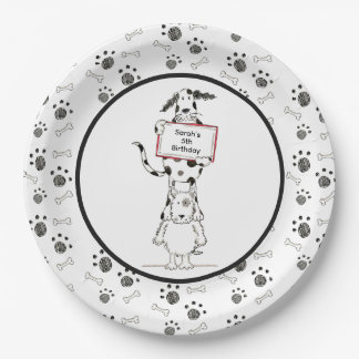 Personalised Cute Dog Acrobats Birthday Pappteller