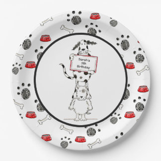 Personalised Cute Dog Acrobats Birthday Pappteller