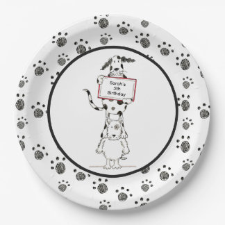 Personalised Cute Dog Acrobats Birthday Pappteller