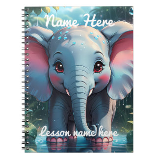 Personalised Cute Elephant in the Rain Notizblock