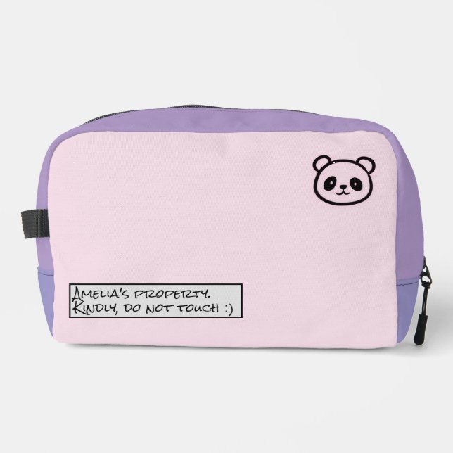 Personalised Cute Panda Illustration zipper bag Waschbeutel (Vorderseite)