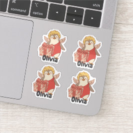 Personalised Cute Penguin Cupid Valentine Stickers Aufkleber
