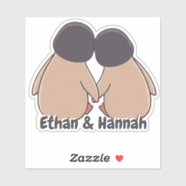 Personalised Cute Penguin Valentine Sticker