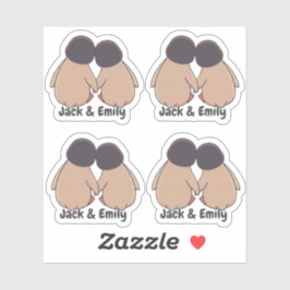 Personalised Cute Penguin Valentine Stickers Aufkleber