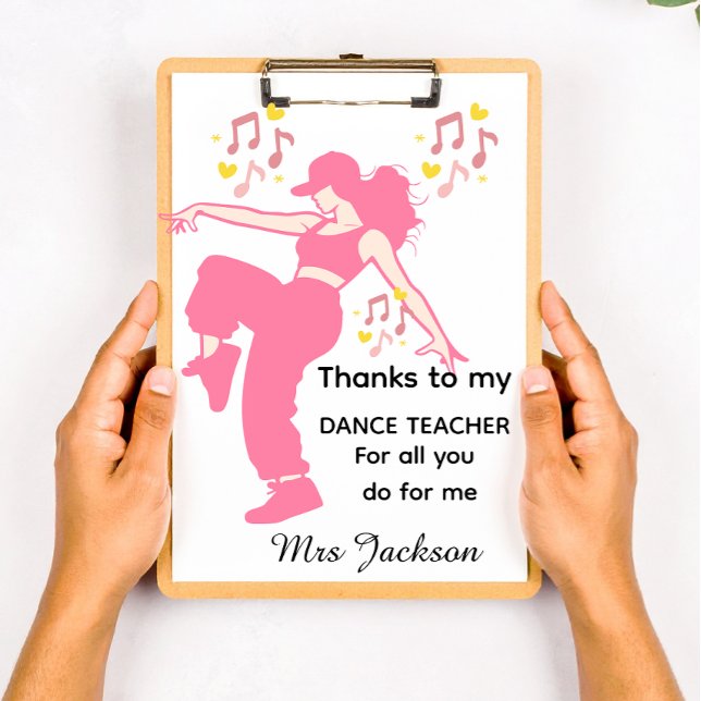 Personalised Dance Teacher, teacher's appreciation Klemmbrett (Von Creator hochgeladen)