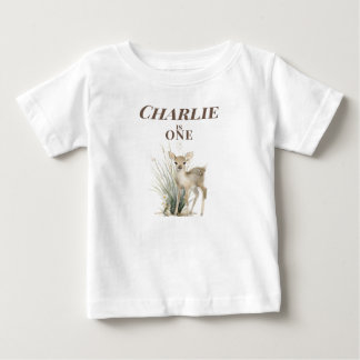 Personalised Deer 1st Birthday  Baby T-shirt