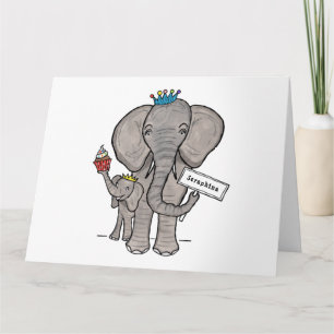 Personalised Elephant and Baby Karte