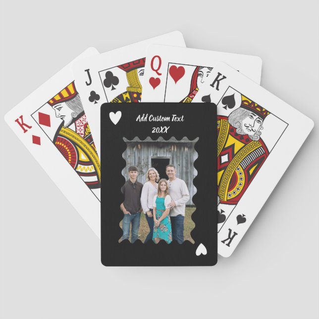 Personalised Family Black heart Photo Poker Cards Spielkarten (Rückseite)