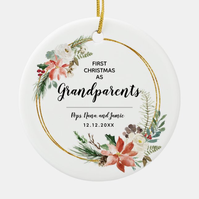 Personalised First Christmas as Grandeltern Keramik Ornament (Vorne)