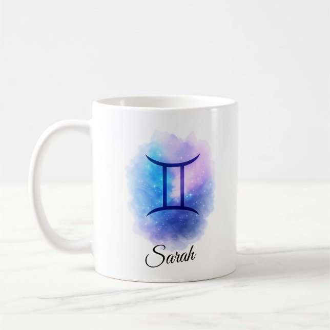 Personalised Gemini Mug Gift for Birthday, Star  Kaffeetasse (Links)