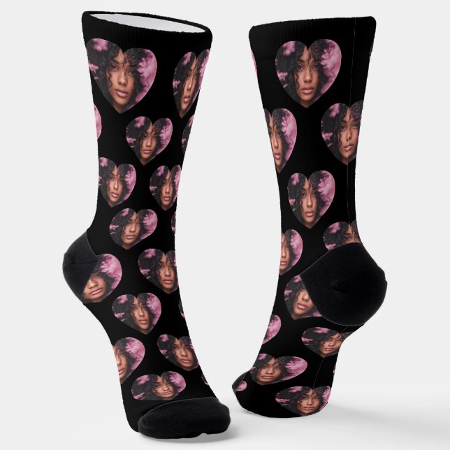 Personalised Girlfriend Heart Face Socken (Gewinkelt)