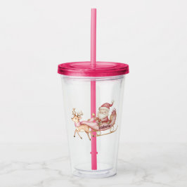 Personalised girls Christmas tumbler with straw Acryltrinkbecher