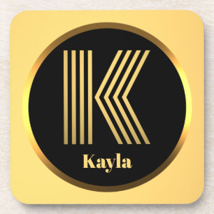 Personalised Gold Monogrammed Letter K Getränkeuntersetzer
