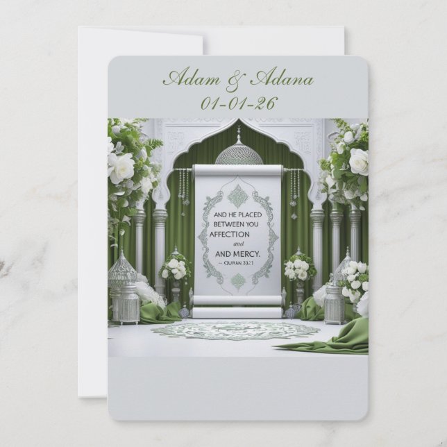 Personalised Islamic Wedding Invitation Einladung (Vorderseite)