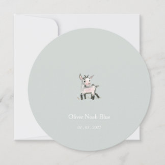Personalised Little Goat Baby Birth Announcement. Einladung