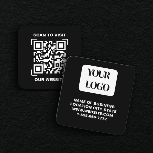 PERSONALISED Modern Black and QR CodeBusiness Card Quadratische Visitenkarte (Von Creator hochgeladen)