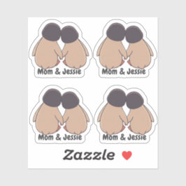 Personalised Mom & Daughter Cute Penguin Stickers Aufkleber