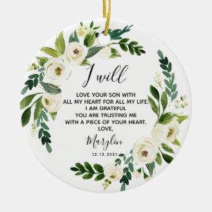 Personalised Mother of the Groom White Floral Gift Keramik Ornament